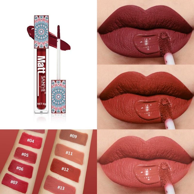 SANIYE L1181 Matte Liquid Lip Tint Lipstik Tahan Air 4g 9 warna