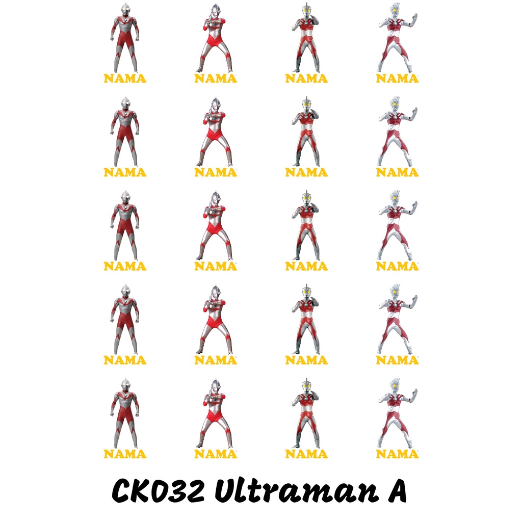 

Sticker Nama Cutting Label Waterproof Tahan Air Ultraman A (CK032)