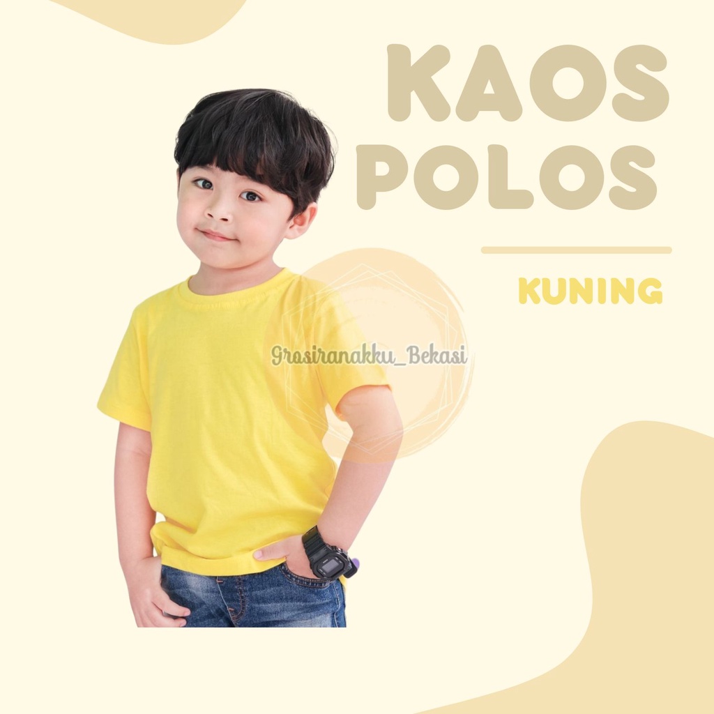 Kaos Anak Polos Kuning Size 1-5Thn