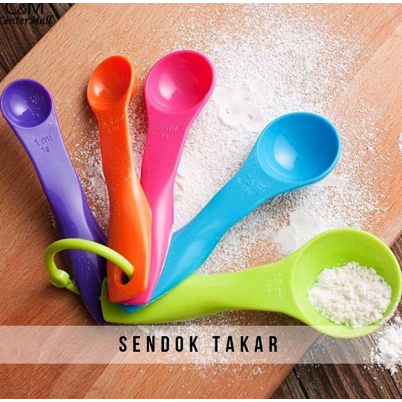 Sendok Takar isi 5 in 1 Set Kue Air Bumbu Peralatan Masak Dapur