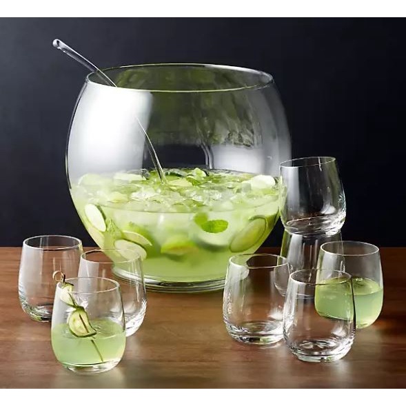 Set mangkuk saji dengan gelas punch bowl mangkok es cocktail sop buah