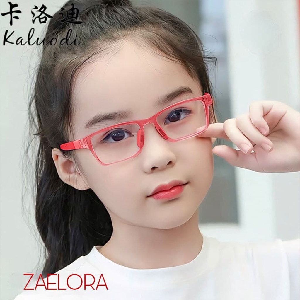 ZAELORA - Kacamata Anak Anti Radiasi Blue Ray Laki-laki & Perempuan (Design Korea)-Kotak merah