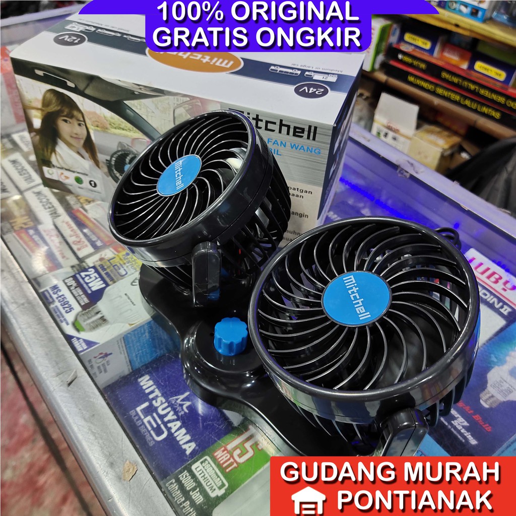 Kipas Angin Mobil UKURAN BESAR 5 inch TOP HX-T309 / 310 pendingin DC12 / 24Volt 2 dua kipas Mitchell