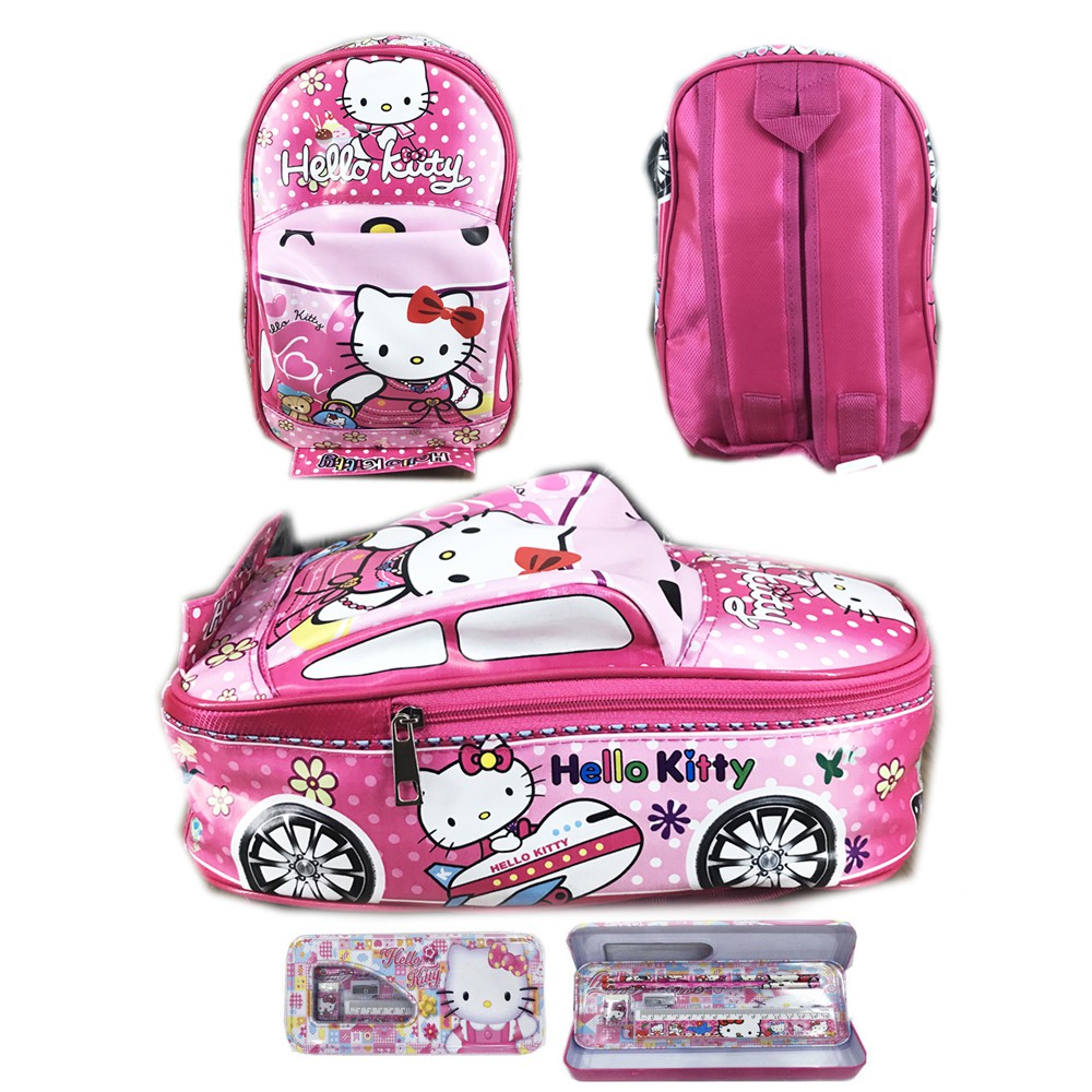 BUY 1 GET 1 + FREE ONGKIR !!! Tas Ransel Sekolah TK Hello Kitty 3D On The Road Tas Mobil S