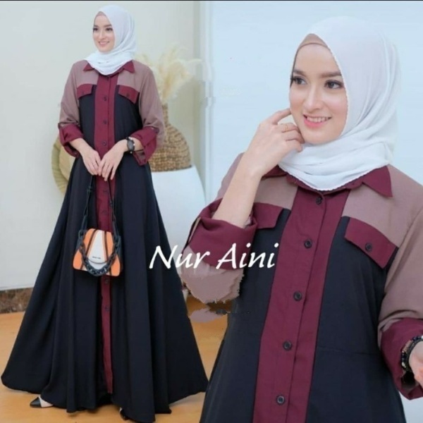 NUR AINI DRESS BO Bahan MOSSCRAPE Gamis Wanita Terbaru 2022 BAJU DRES KEKINIAN COCOK UNTUK DI PAKAI KE PESTA  DRES WANITA TERBARU 2022