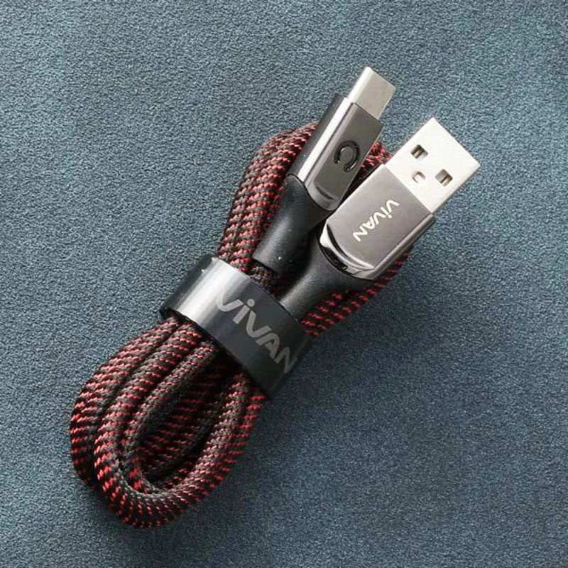 (VIVAN V-ZC) Kabel Data Usb Type C 3A Max LED Fast Charge Smart Power Cable Vivan Type C