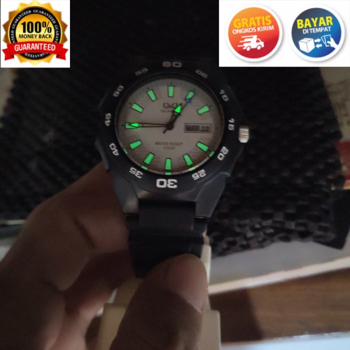 COD Q&Q QnQ QQ Analog Jam Tangan Pria Karet Hitam A170J002Y Original KADO TERBARU