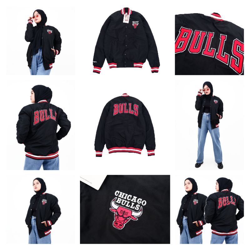 JAKET VARSITY BULLS. LOGO CHICAGO BULLS PREMIUM ORIGINAL