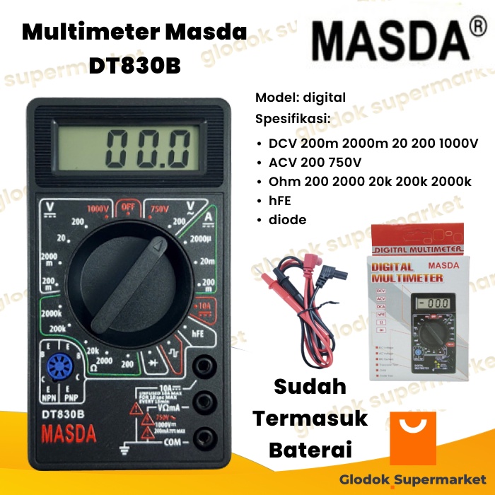 Digital Multimeter Masda DT830B Multitester DT 830 B Avometer DT-830B