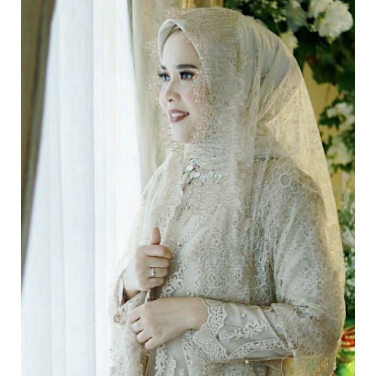 Veil Renda Pengantin Renda Jilbab Akad Slayer Sleyer Selendang Pejabat Hijab Pengantin Brukat Lace B