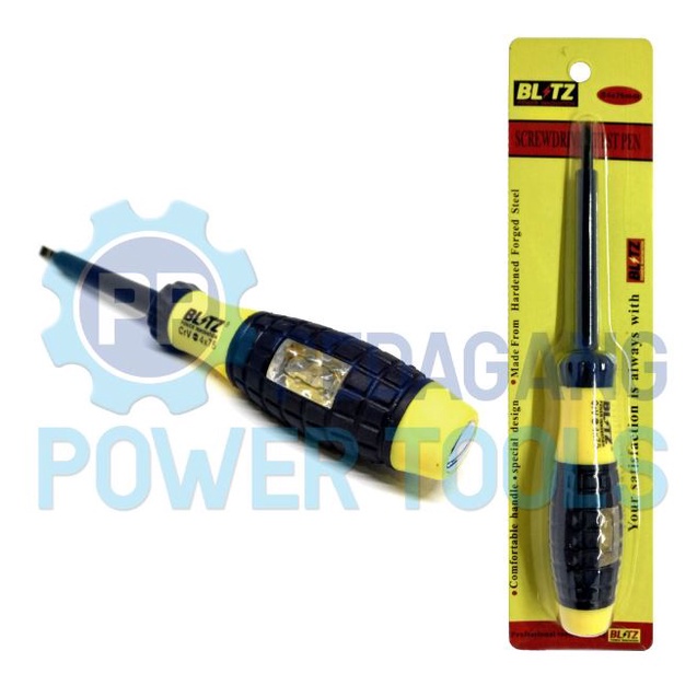 BLITZ OBENG TESPEN 3 INCH X 4 MM MINUS TESTPEN LISTRIK AC GAGANG KARET