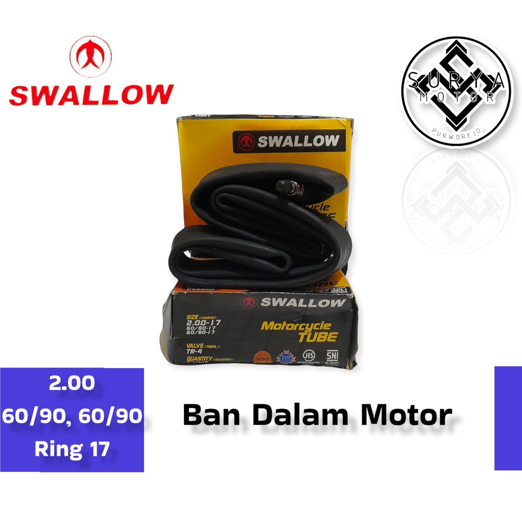 Ban Dalam Motor Ring 17 SWALLOW (2.00-17, 60/80-17, 60/90-17)