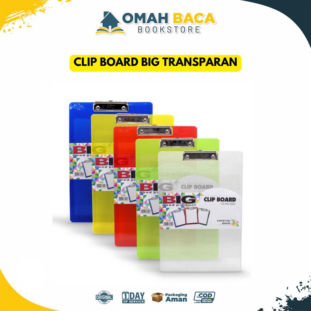 

BIG Clipboard Papan Jalan Papan Ujian Transparan Ukuran F4 Folio PU-5001