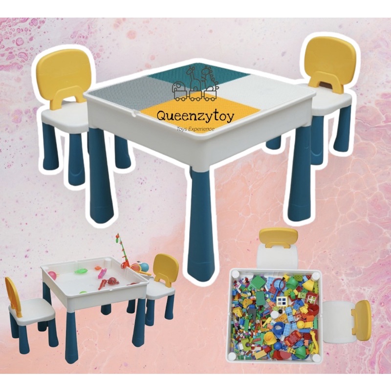 Bricks Kingdom Big Table Green / meja lego / meja bricks / meja anak / mainan edukasi