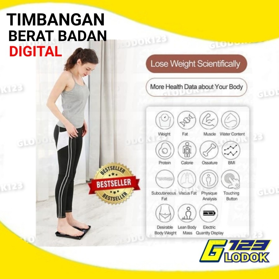 Timbangan Badan Digital Body Fat BMI 180kg Bluetooth Android IOS