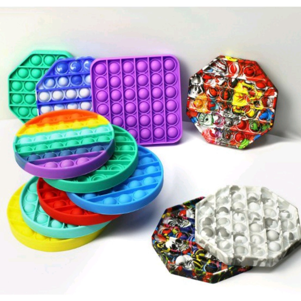 fidget push Pop Squishy Bubble Pop It Silikon Fidget Toy Pelangi Penghilang Stress MAINAN ANAK COD-3