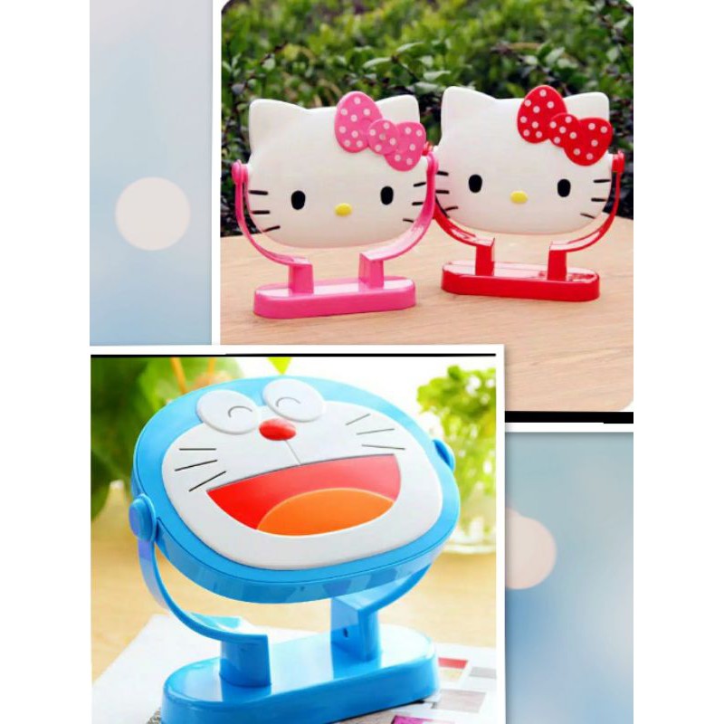 cermin meja hellokitty doraemon kaca rias kitty