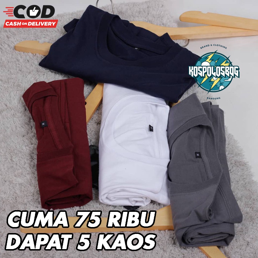 Kaos Polos Paket 5pcs 75rb Lengan Pendek 30's Semi Combad PE