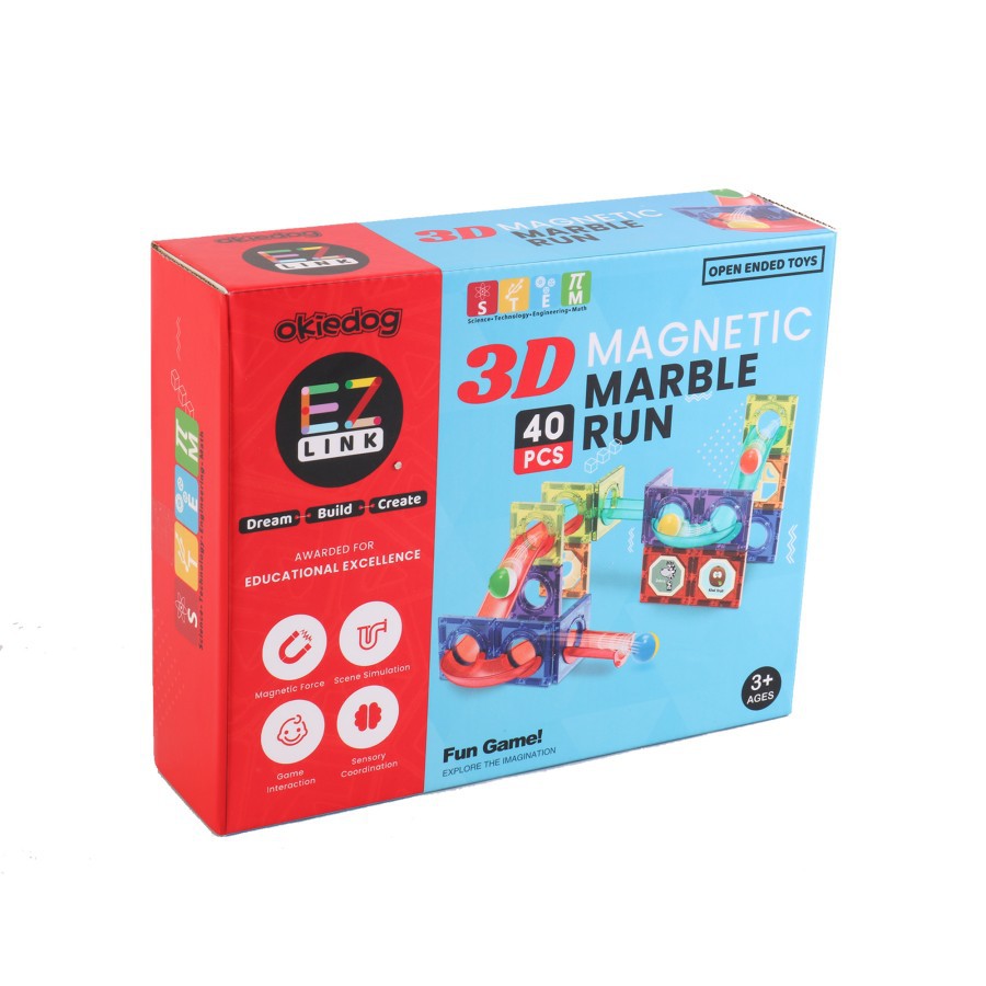 Okiedog EZLink 3D Magnetic Marble Run 40PCS