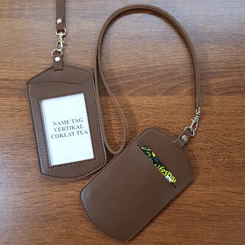 

Name Tag ID Card Holder Kulit Lanyard PU Leather Lanyard RN35