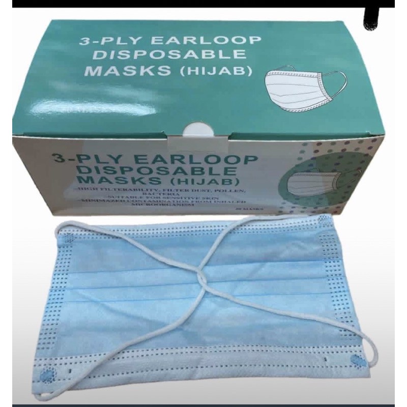 MASKER HIJAB IMPORT  3PLY 1BOX ISI 50PCS RANDOM