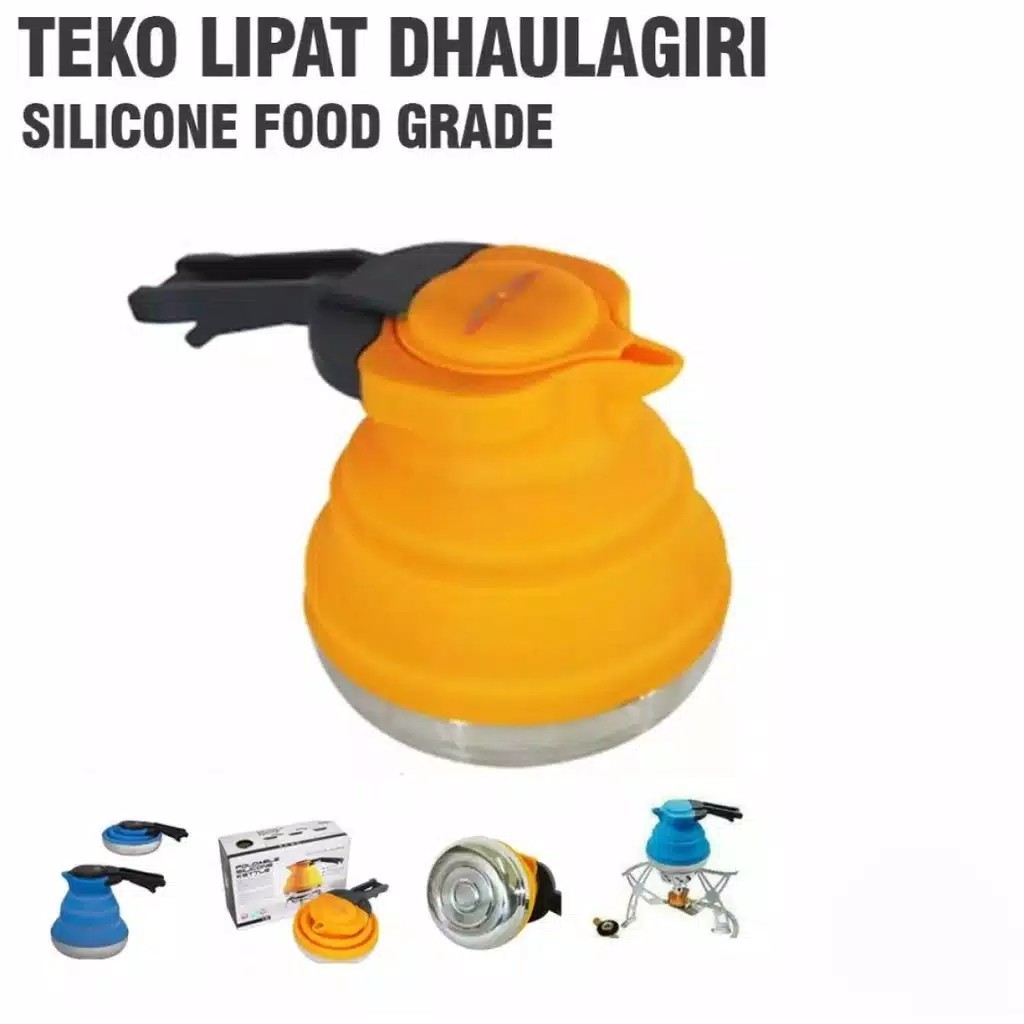 Teko Lipat Dhaulagiri Kapasitas 1,2 Liter Food Grade - Teko Camping - Folding Kettle - Teko Silikon