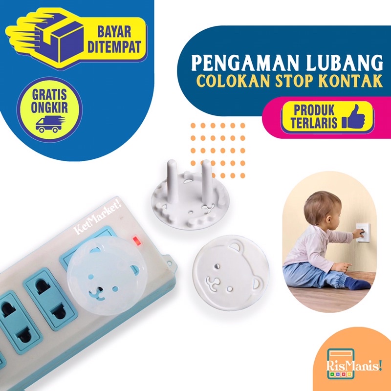 POWER SOCKET PROTECTOR Colokan Plastik Beruang Pelindung Pengaman Lubang Listrik Stop Kontak Saklar