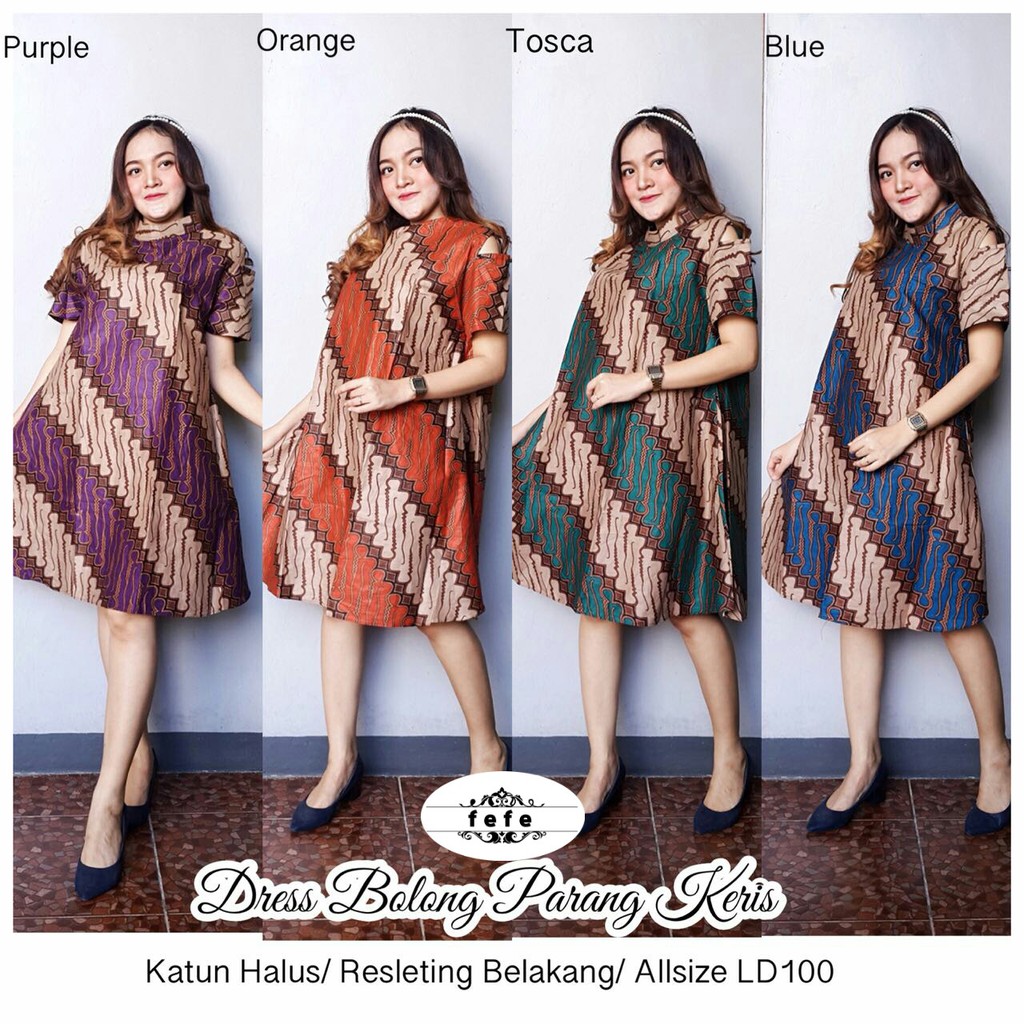 BAJU BATIK WANITA MODEL TUNIK BOLONG PARANG KERIS TERBARU