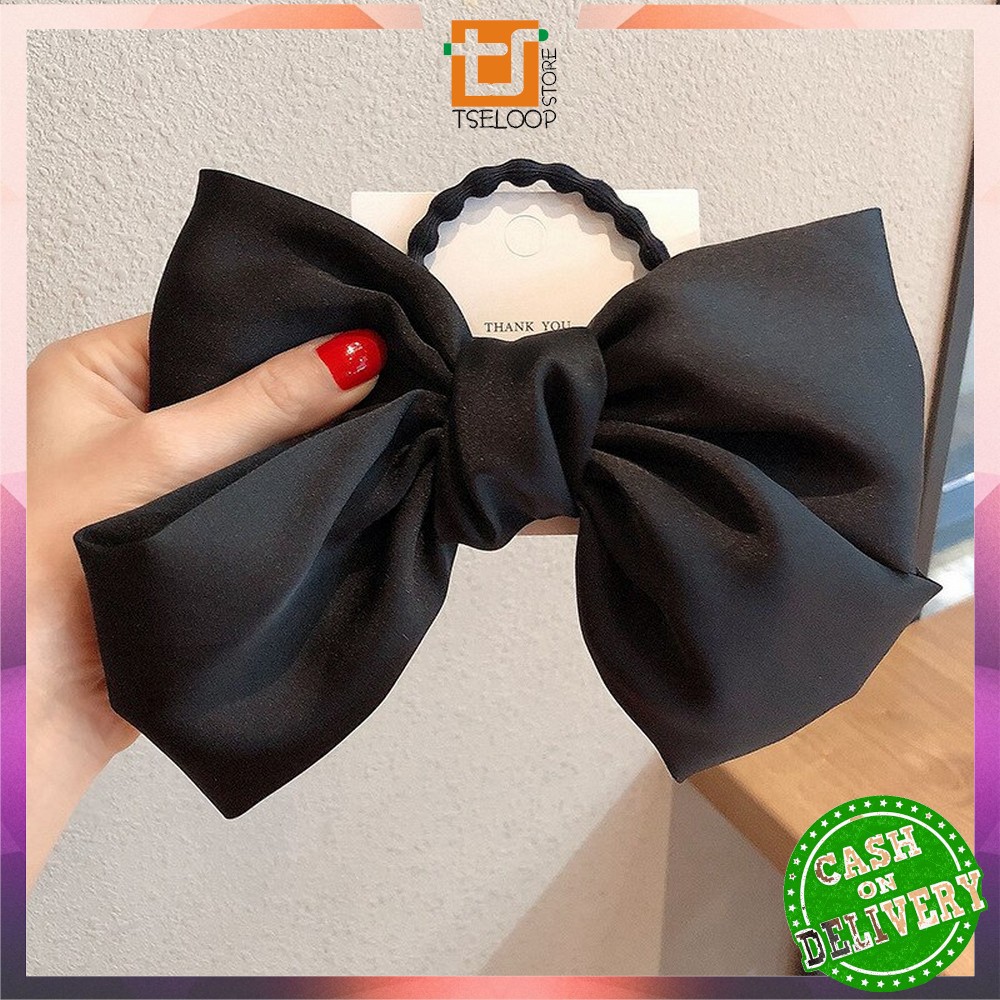 OFM-C160 Ikat Rambut Pita Besar Kuncir Rambut Hairband Aksesoris Wanita Kunciran Rambut Korea Style-PITA HITAM