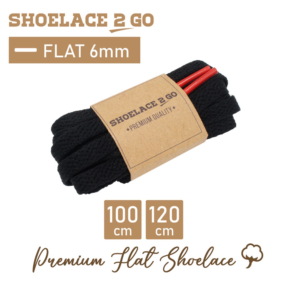 SHOELACE 2 GO PREMIUM TALI SEPATU GEPENG PIPIH FLAT B3 - BLACK