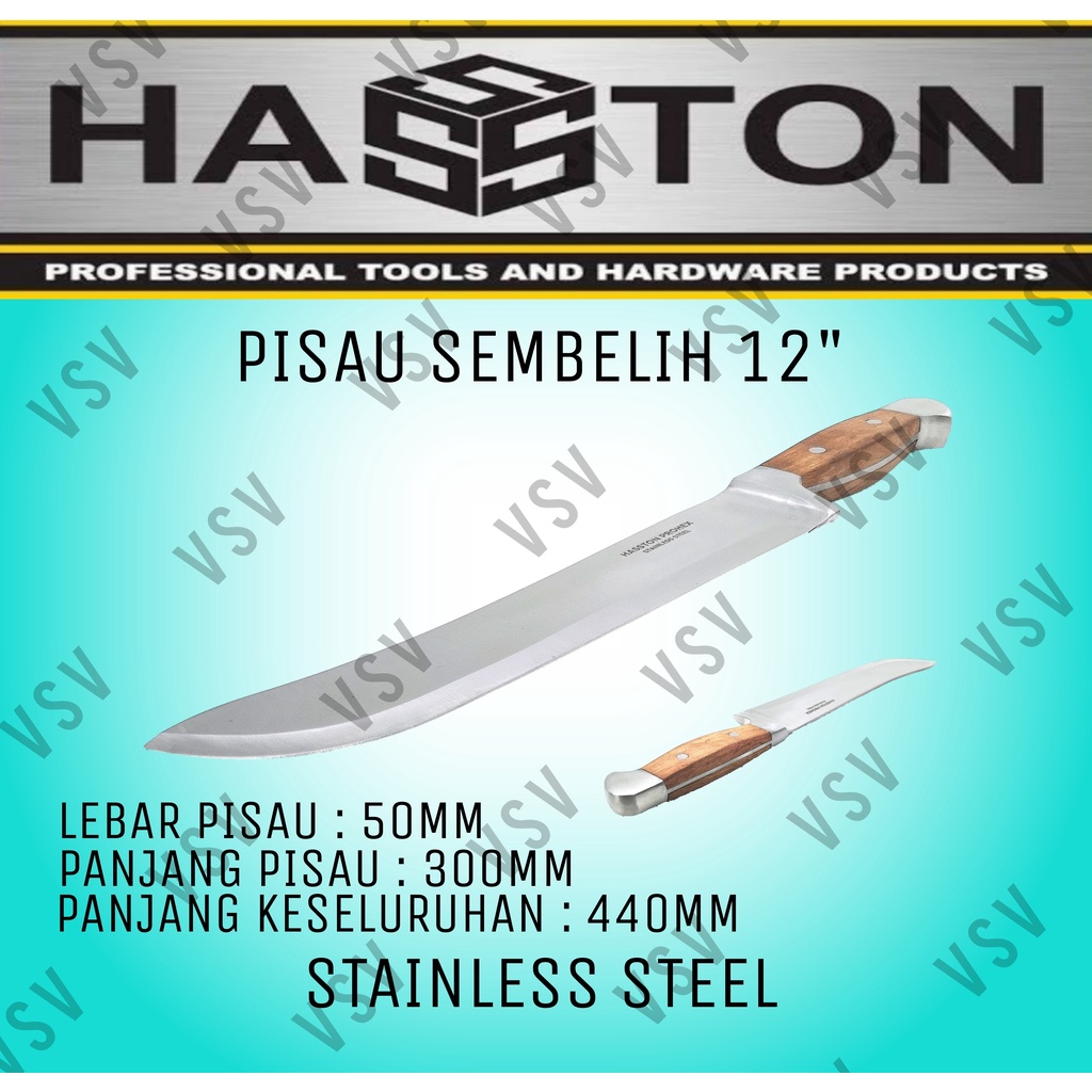 Hasston Stainless steel knife 12&quot; 3020-018 Pisau daging 12&quot;