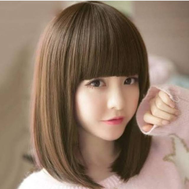 Wig bob sebahu poni ke depan /poni ke samping