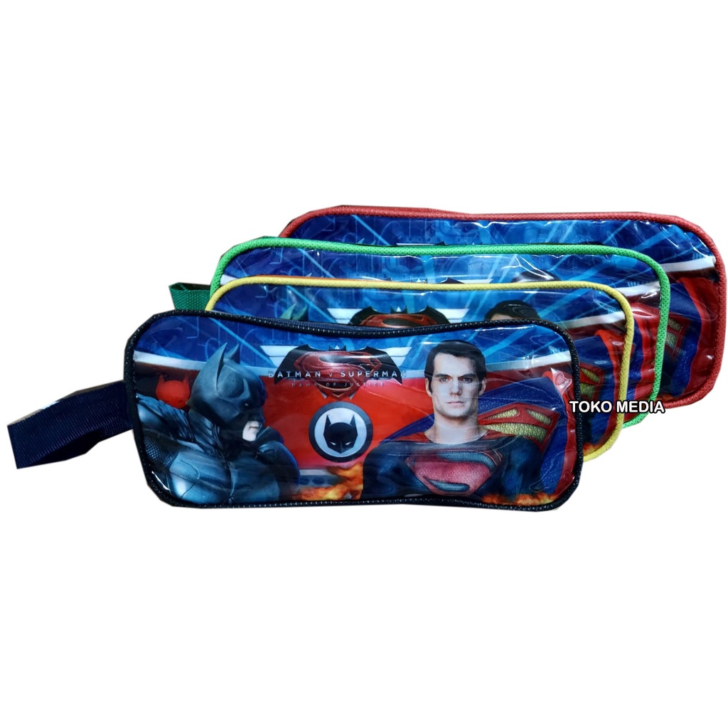 BEST SELLER!! Tempat Pensil Karakter Bahan Tebal Batman Spiderman dll (Boys Series)-SUPERMAN VS BATMAN