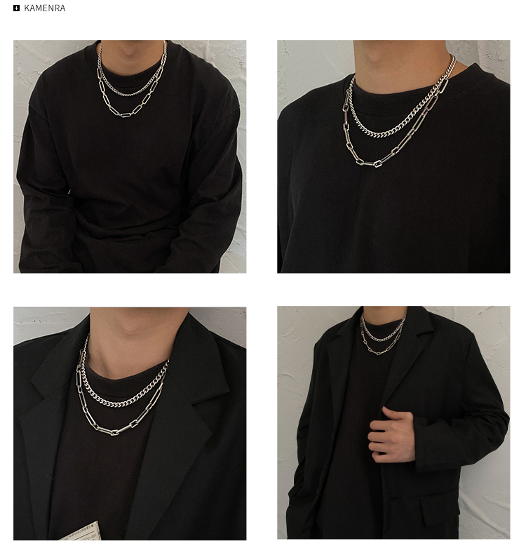 Personality Stitched Double-layered Necklace Hip-hop Retro Minimalist Chain