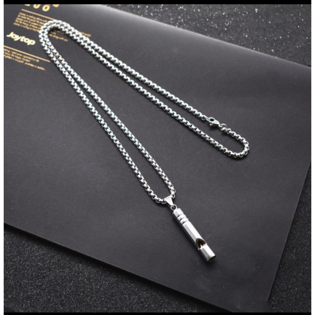 Kalung Liontin Peluit Bahan stainless steel Untuk Pria Dan Wanita