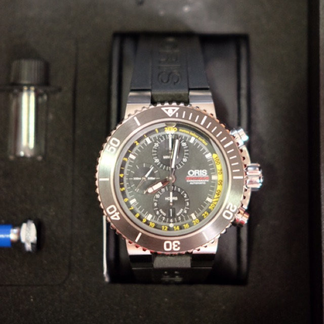 Jam tangan Premium ORIS Aquis Depth Gauge Chronograph Rubber Strap Asli ORIS Original tag heuer