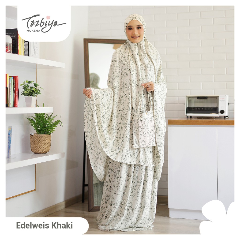 MUKENA TAZBIYA ALLOVER EDELWEIS KHAKI Mukena Jumbo