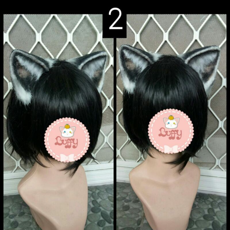 Headband realistic fur cat ear nekomimi  black cosplay lolita women fashion halloween bando kucing