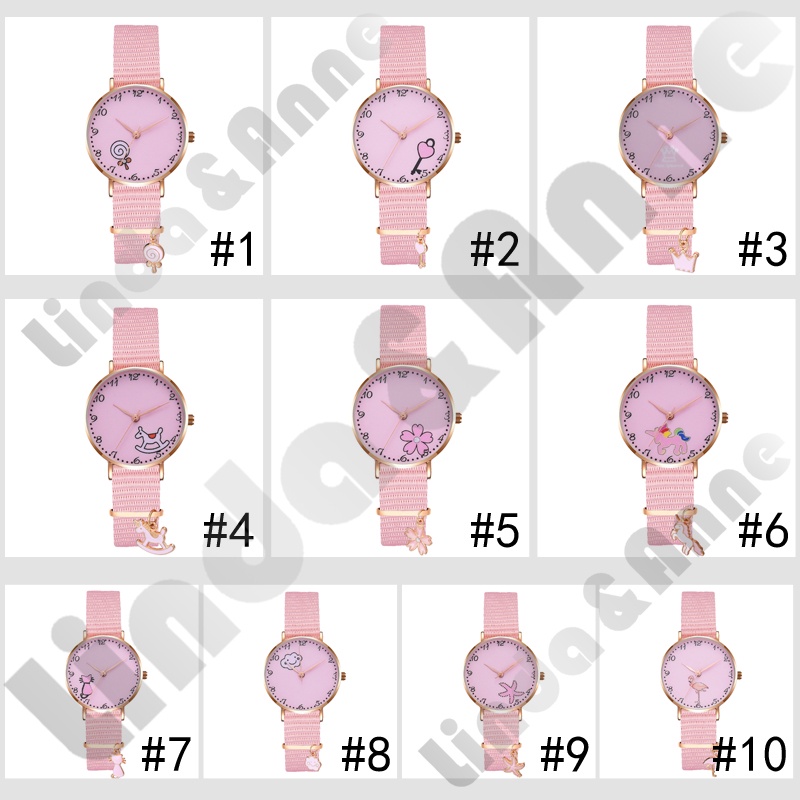 Jam Tangan Wanita Remaja Harajuku Korean Style Strap Canvas Motif Unicorn Fashion Import