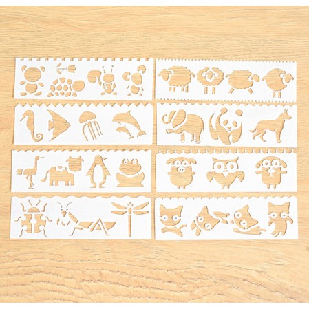 Plastic Stencil 15.5x5.5cm - Cute Animal Theme (8pcs)