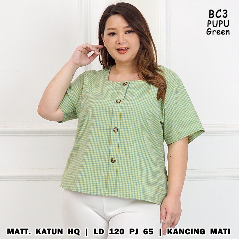 BIGCLO - (COD) LD 120cm Blouse Jumbo Wanita BC3 Baju Atasan Bigsize-Pupu (Green)
