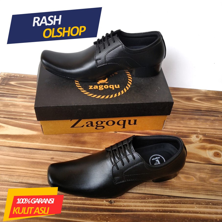 Sepatu Pantofel pria hitam Lancip Model Tali Bahan Kulit Asli Sepatu Formal Pria Tali Terbaru