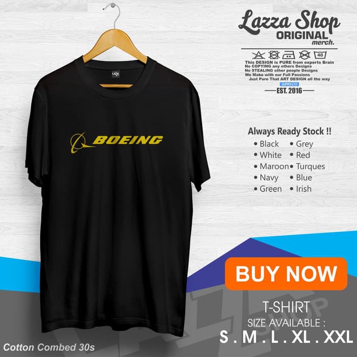 Kaos / Baju / Tshirt Distro Boeing Logo Gold Termurah