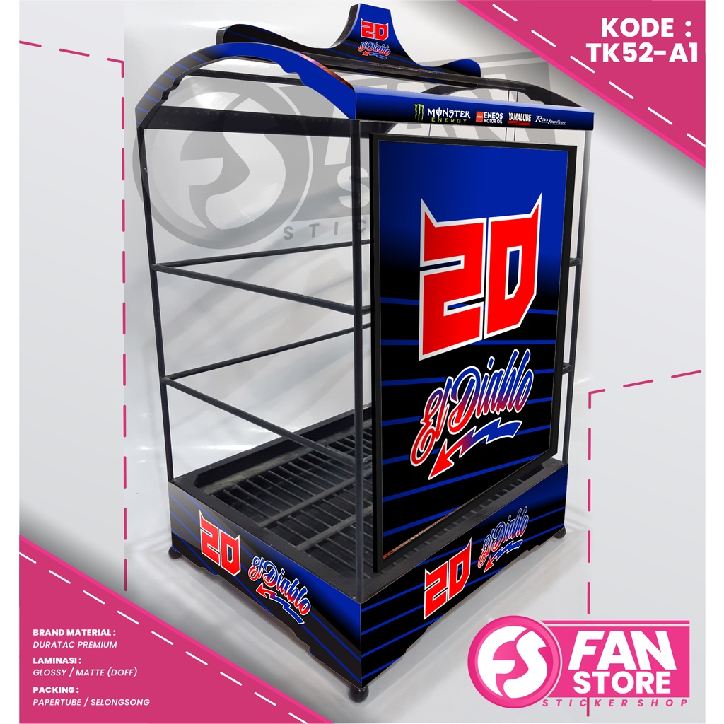 Stiker Decal Sangkar Kotak Stiker Sangkar Murai Fabio Quartararo - Decal Sangkar Ebod Jaya