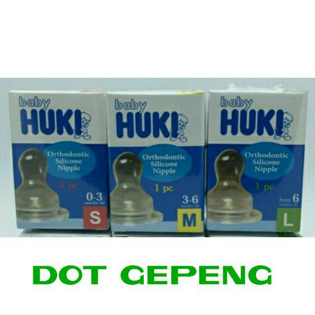 Huki Dot Gepeng Silicone Size S M L Orthodontic Silicone Nipple Gepeng Huki newborn