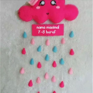 

Kado hiasan kamar anak awan rintik custom nama