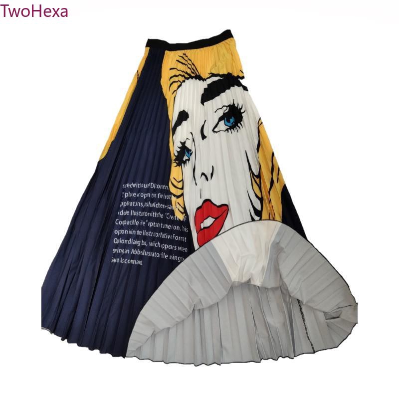 Ready Stock Kartun Cetak Panjang Garis Lipit Maxi Full Length Panjang Rok Elastis High Waist Karakter Maxi Skirt Muslimah Hijab Rok Shopee Indonesia