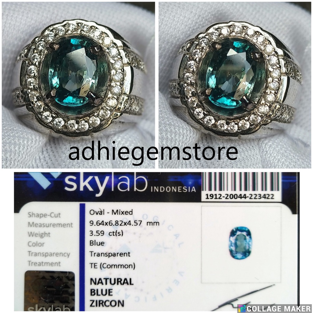 Batu natural HQ 3.59ct blue zircon memo Asli like sapphire