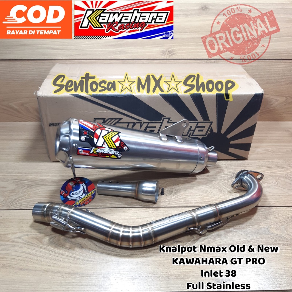 ( KAWAHARA ) KNALPOT GT PRO NMAX OLD & NMAX NEW 2020  INLET 38 FULL SYSTEM STAINLESS ORIGINAL KAWAHA