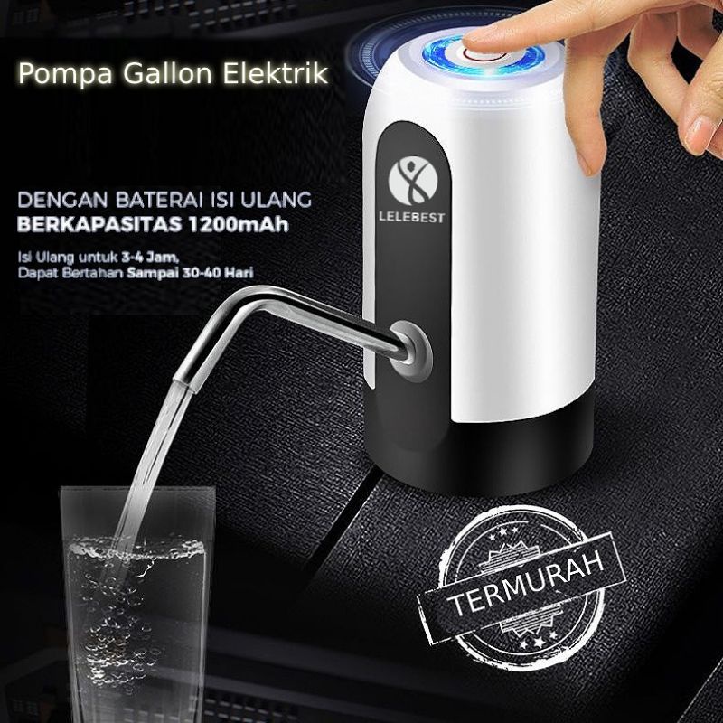 Pompa Galon Elektrik LED Recharge 2 Tombol Indikator Otomatis Pompa Galon Air mesin penyedot air galon